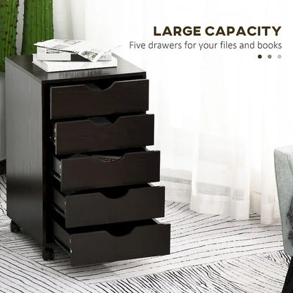 Nordic Minimalist Modern 5-Drawer File Cabinet Storage Organizer with Wheels