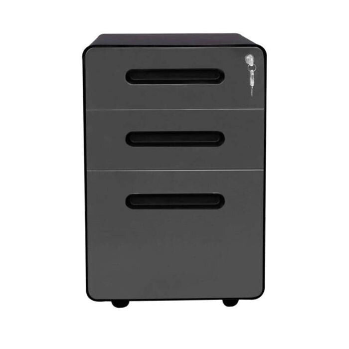 ApexDesk 3-Drawer Metal Mobile File Cabinet with Locking Keys & Casters