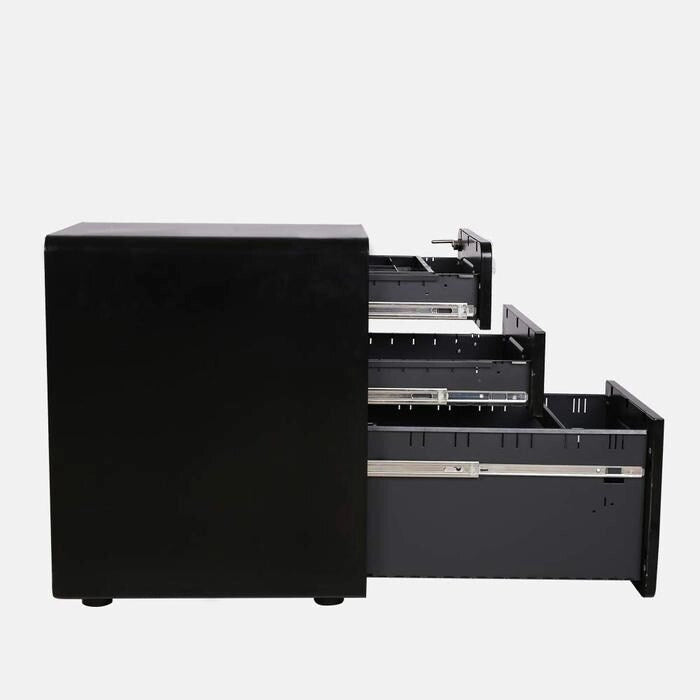 ApexDesk 3-Drawer Metal Mobile File Cabinet with Locking Keys & Casters