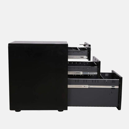 ApexDesk 3-Drawer Metal Mobile File Cabinet with Locking Keys & Casters