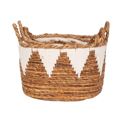 Sagebrook Home Coastal Banana Leaf, Set of Three, Nomad Baskets, Natural Finish - 14 x 14 x 10