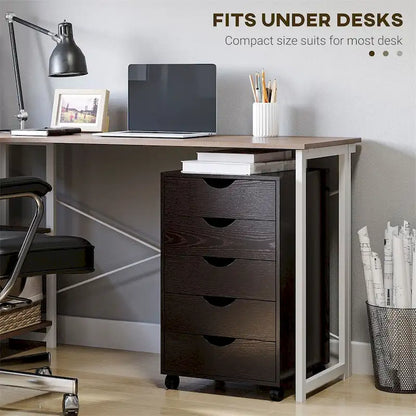 5 Drawer File Cabinet Storage Organizer Filing Cabinet with Wheels