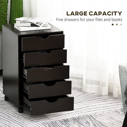 5 Drawer File Cabinet Storage Organizer Filing Cabinet with Wheels