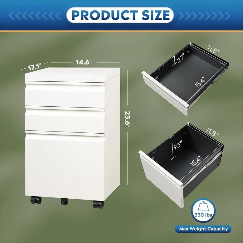 3 Drawer Mobile File Cabinet
