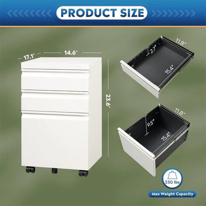 3 Drawer Mobile File Cabinet