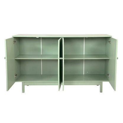 Functional 4-Door Intaglio Storage Cabinet with Pine Legs