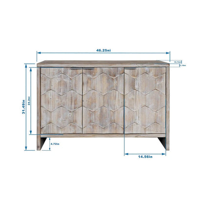 3 Door Wooden Cabinet Sideboard Buffet - N/A