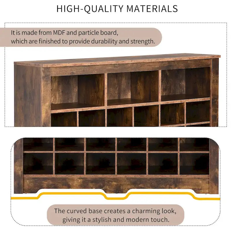 Sleek Design 24 Shoe Cubby Console, Modern Shoe Cabinet with Curved Base, Versatile Sideboard with High-quality for Hallway