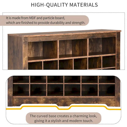 Sleek Design 24 Shoe Cubby Console, Modern Shoe Cabinet with Curved Base, Versatile Sideboard with High-quality for Hallway