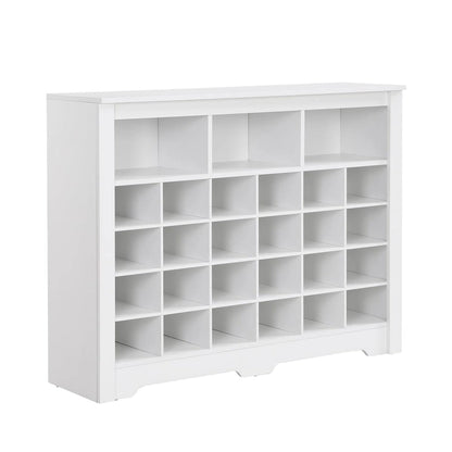 Sleek Design 24 Shoe Cubby Console, Modern Shoe Cabinet with Curved Base, Versatile Sideboard with High-quality for Hallway
