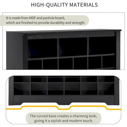 Sleek Design 24 Shoe Cubby Console, Modern Shoe Cabinet with Curved Base, Versatile Sideboard with High-quality for Hallway