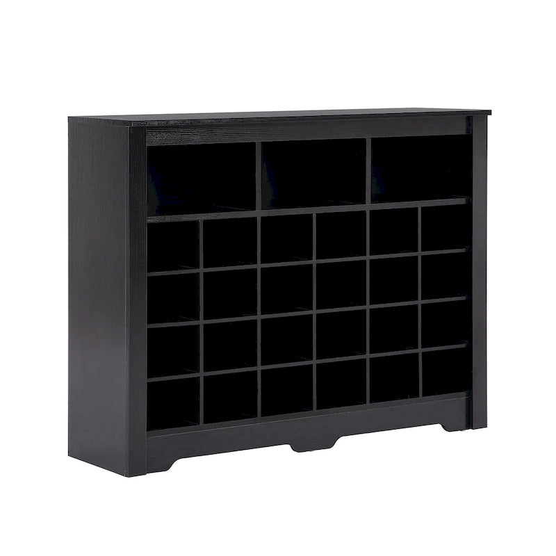 Sleek Design 24 Shoe Cubby Console, Modern Shoe Cabinet with Curved Base, Versatile Sideboard with High-quality for Hallway