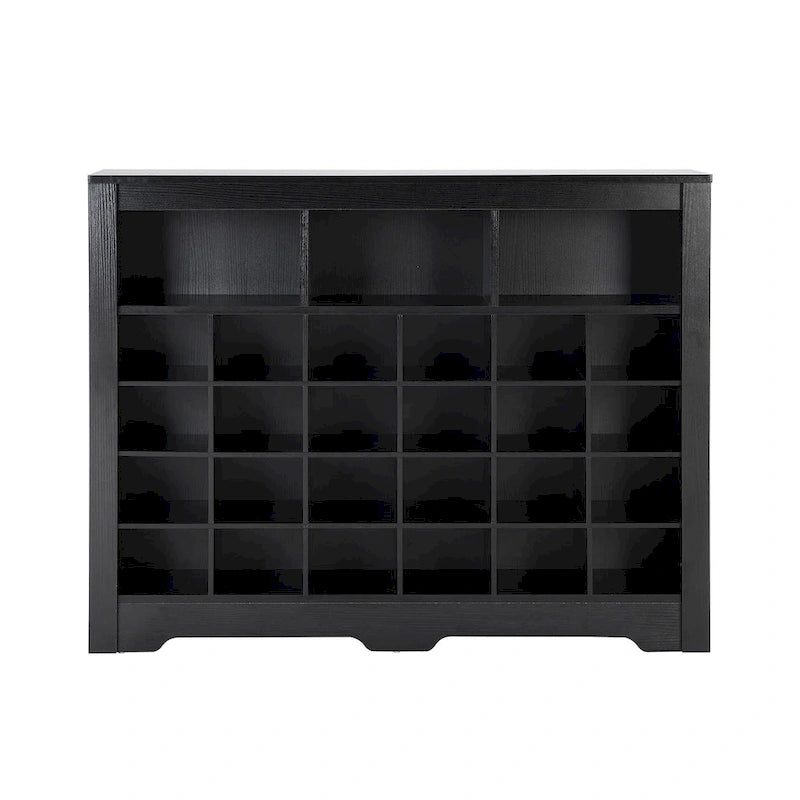 Sleek Design 24 Shoe Cubby Console, Modern Shoe Cabinet with Curved Base, Versatile Sideboard with High-quality for Hallway