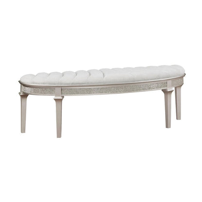 Rosarito Silver Oak and Ivory Upholstered Demilune Bench