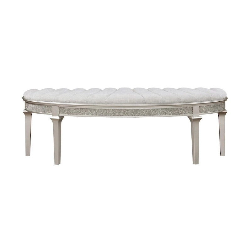 Rosarito Silver Oak and Ivory Upholstered Demilune Bench