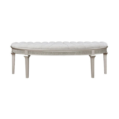 Rosarito Silver Oak and Ivory Upholstered Demilune Bench
