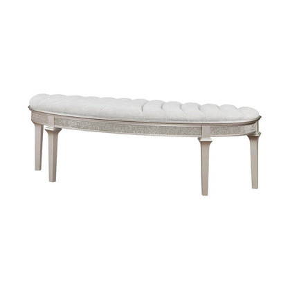 Rosarito Silver Oak and Ivory Upholstered Demilune Bench