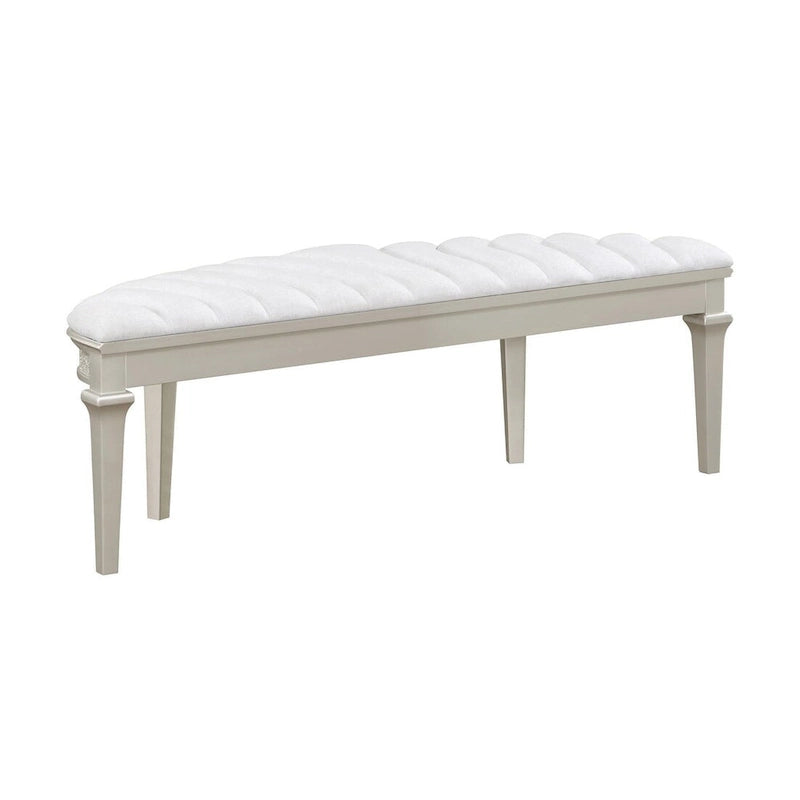 Rosarito Silver Oak and Ivory Upholstered Demilune Bench