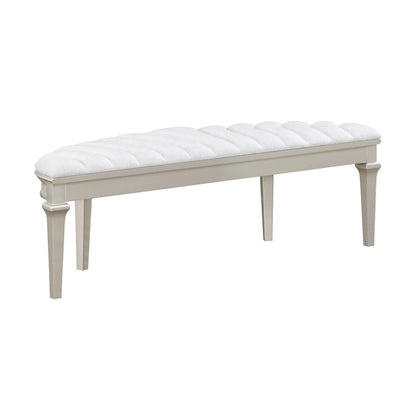 Rosarito Silver Oak and Ivory Upholstered Demilune Bench