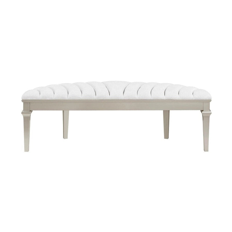 Rosarito Silver Oak and Ivory Upholstered Demilune Bench