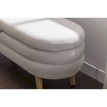 Velvet Fabric Storage Bench Bedroom Bench With Wood Legs For Living Room Bedroom Indoor,Light Gray
