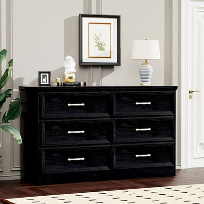 Modern 3 Drawer Bedroom Chest of Drawers with 6 Drawers Dresser, Clothes Organizer -Metal Pulls for Living Room, Bedroom
