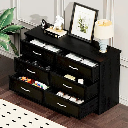 Modern 3 Drawer Bedroom Chest of Drawers with 6 Drawers Dresser, Clothes Organizer -Metal Pulls for Living Room, Bedroom