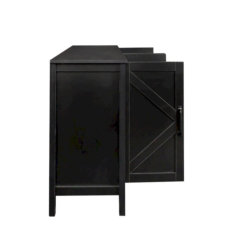 Cabinet with 4 Doors and 4 open shelgves,Freestanding Sideboard Storage Cabinet Entryway Floor Cabinet