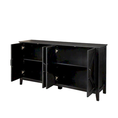Cabinet with 4 Doors and 4 open shelgves,Freestanding Sideboard Storage Cabinet Entryway Floor Cabinet