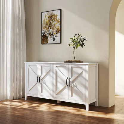 Cabinet with 4 Doors and 4 open shelgves,Freestanding Sideboard Storage Cabinet Entryway Floor Cabinet