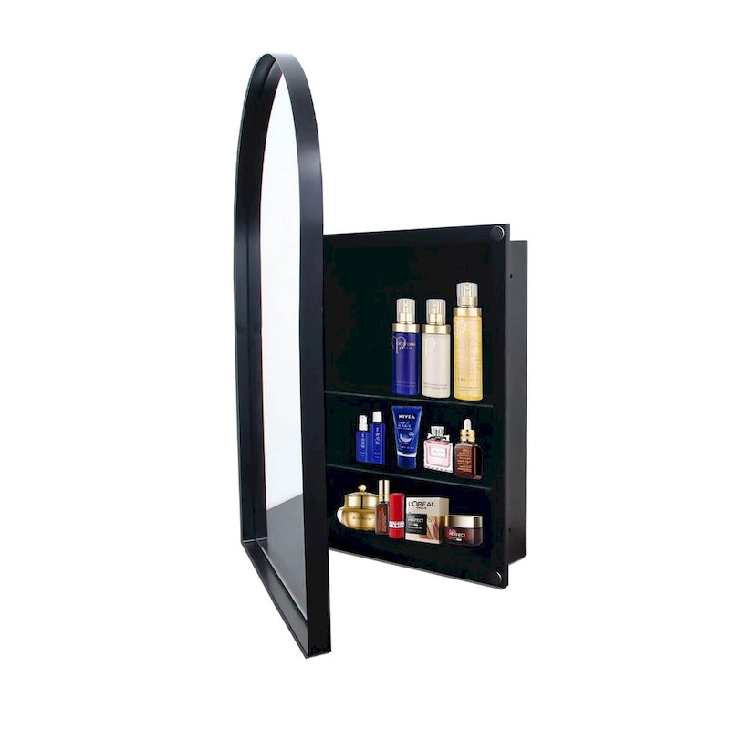Metal Framed Bathroom Wall Cabinet with Mirror and Adjustable Shelves