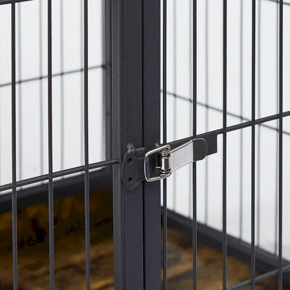Furniture Style Dog Crate Side Table on Wheels with Double Doors and Lift Top,Rustic Brown,31.50 W x 22.05 D x 25 H.