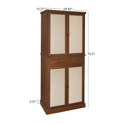 4 Door Cabinet with 1 Drawer, with 4 Adjustable Inner Shelves, Storage Cabinet