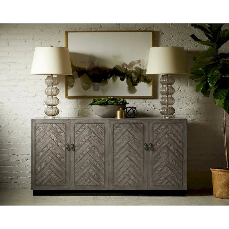 Rustic Grey Geometric 4-door Console