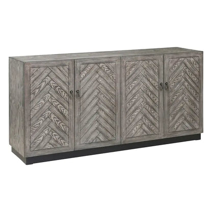 Rustic Grey Geometric 4-door Console