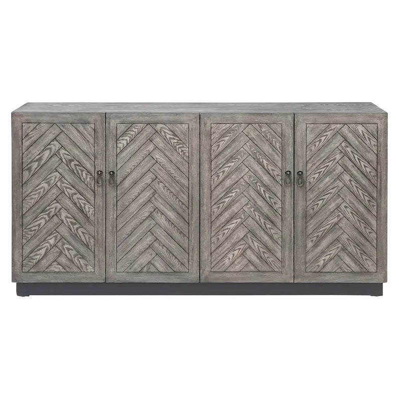 Rustic Grey Geometric 4-door Console