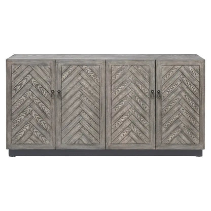 Rustic Grey Geometric 4-door Console