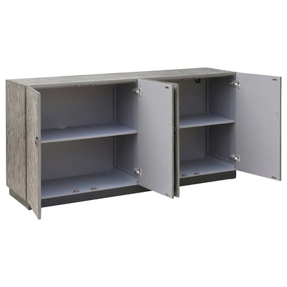 Rustic Grey Geometric 4-door Console