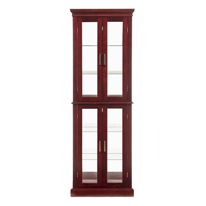 Lighted Curio Diapaly Cabinet,Adjustable Shelves,Mirrored Back Panel,Tempered Glass Doors (6 Tier),(E26 light bulb not included)