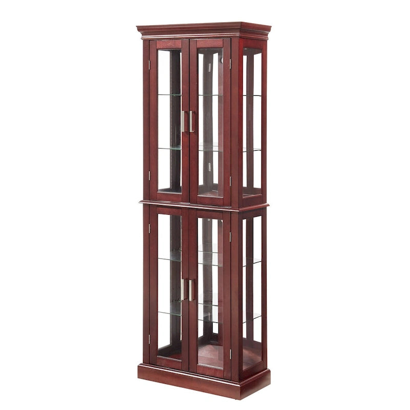 Lighted Curio Diapaly Cabinet,Adjustable Shelves,Mirrored Back Panel,Tempered Glass Doors (6 Tier),(E26 light bulb not included)