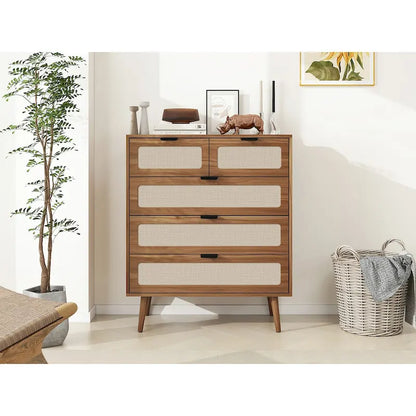 5 Drawer Cabinet, Accent Storage Cabinet, Suitable for Living Room, Bedroom, Dining Room, Study