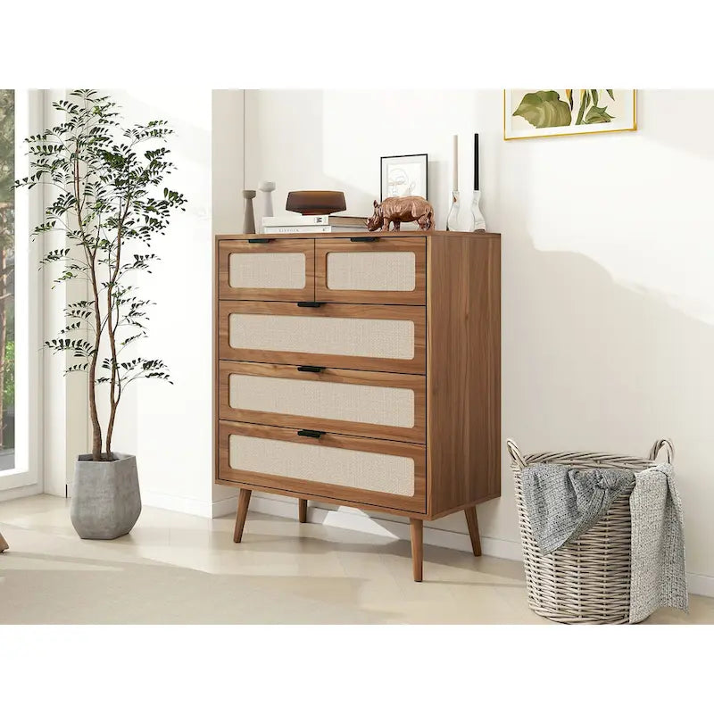 5 Drawer Cabinet, Accent Storage Cabinet, Suitable for Living Room, Bedroom, Dining Room, Study