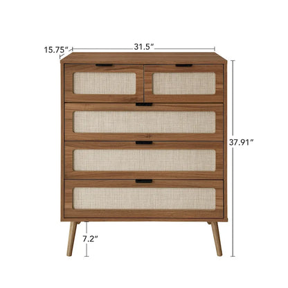 5 Drawer Cabinet, Accent Storage Cabinet, Suitable for Living Room, Bedroom, Dining Room, Study