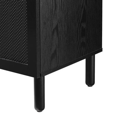 Orre Black With Black Rattan Cabinet 2 Door