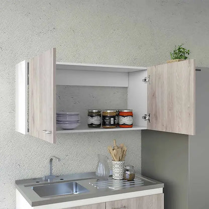 Wall Cabinet Toran, Two Shelves, Double Door, White / Light Gray Finish,High quality and durable