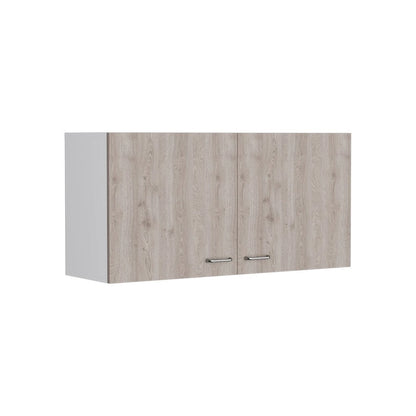 Wall Cabinet Toran, Two Shelves, Double Door, White / Light Gray Finish,High quality and durable