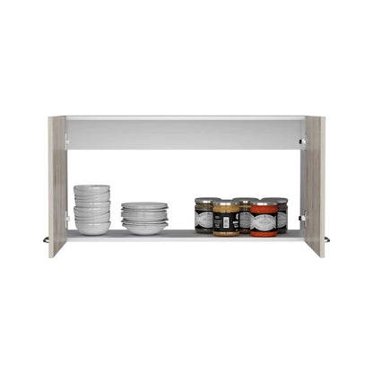 Wall Cabinet Toran, Two Shelves, Double Door, White / Light Gray Finish,High quality and durable