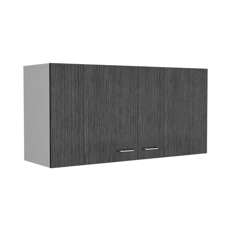 Wall Cabinet Toran, Two Shelves, Double Door, White / Light Gray Finish,High quality and durable