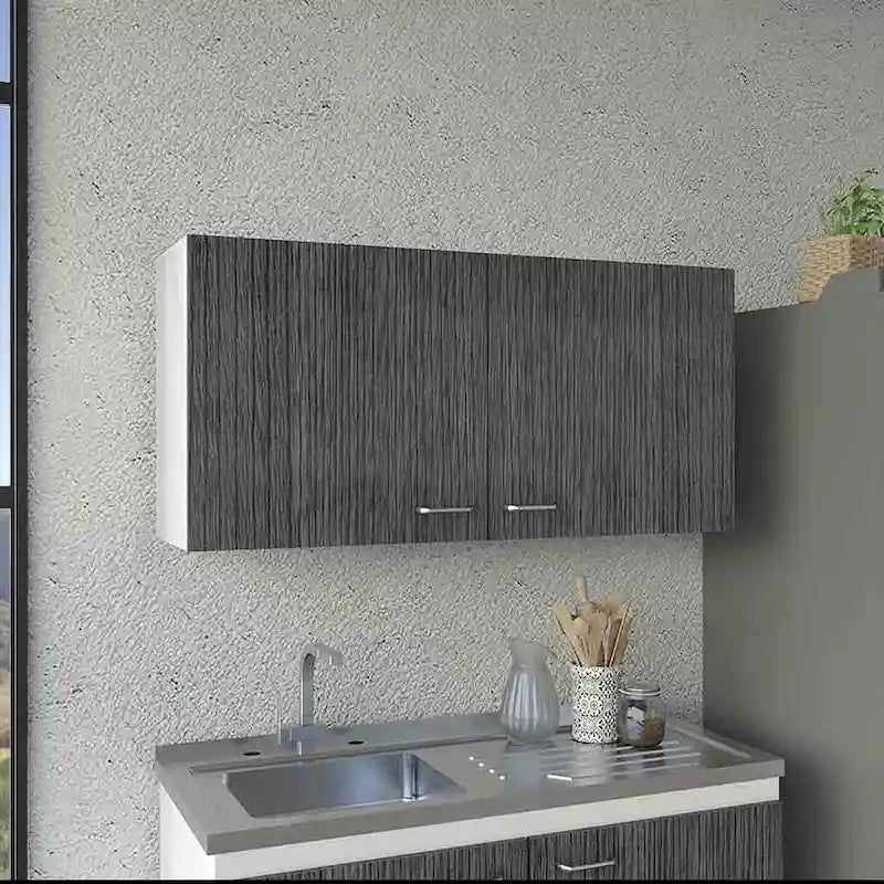 Wall Cabinet Toran, Two Shelves, Double Door, White / Light Gray Finish,High quality and durable