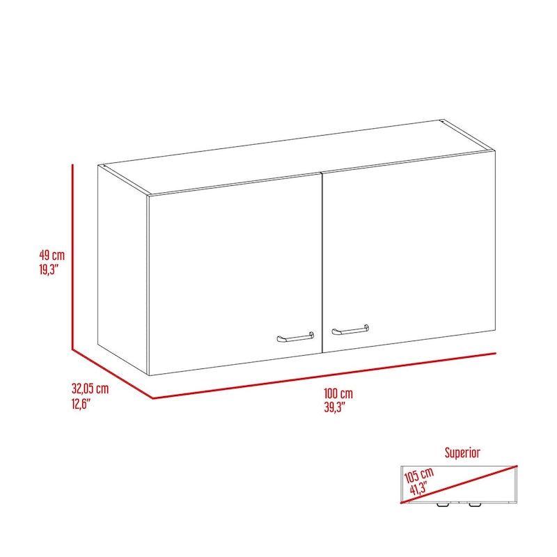 Wall Cabinet Toran, Two Shelves, Double Door, White / Light Gray Finish,High quality and durable